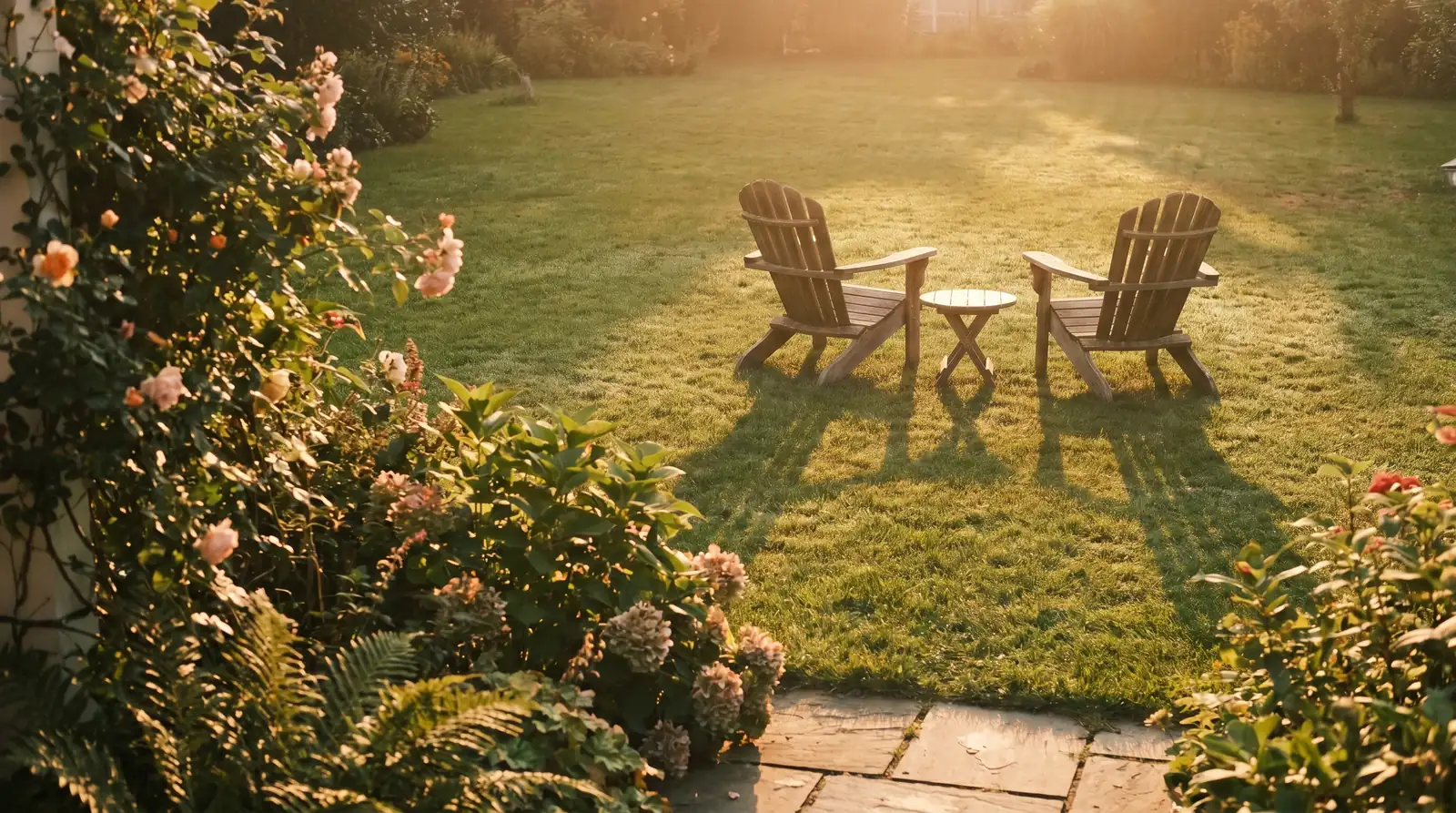 A Fresno backyard patio at dusk, when native Culex mosquitoes are most active